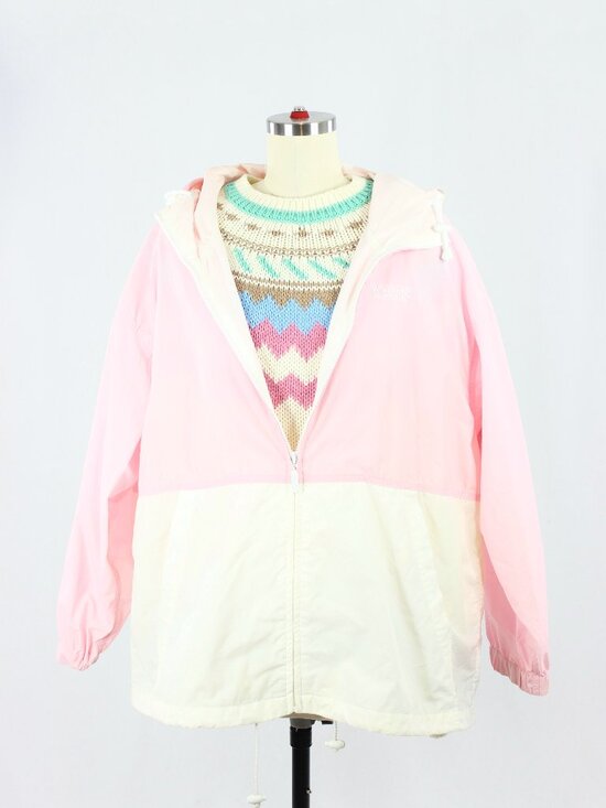 Windriver Jackets & Blazers - Vintage 00's WINDRIVER Pink White Nylon Hooded Windbreaker Jacket, Size L